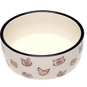 Cat Faces Pet Bowl Cat Water and Food Dish Pet Owner Cat Accessory Ceramic New